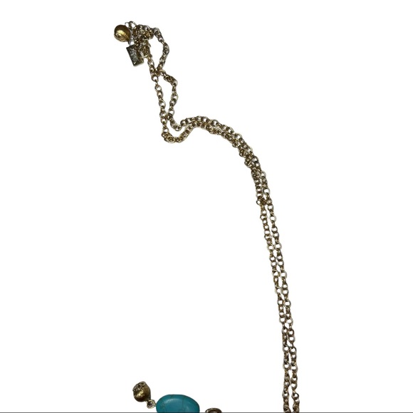 Lilly Pulitzer Faux Turquoise Gold Tone Chain Pendant Necklace - Picture 3 of 8